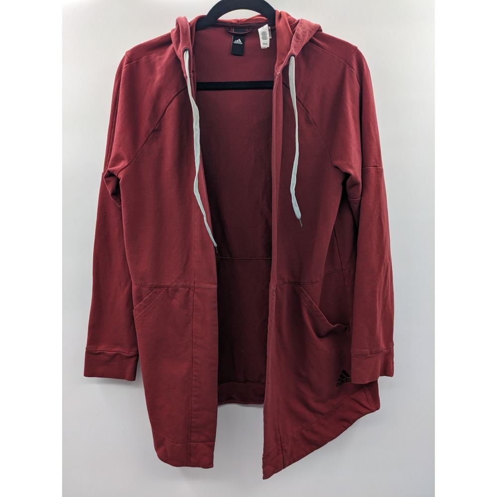 Adidas Womens Open Front Hooded Cardigan Burgundy Red BK1513 Size Medium